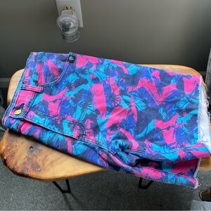 Vibrant Blue and Pink Jean Shorts
